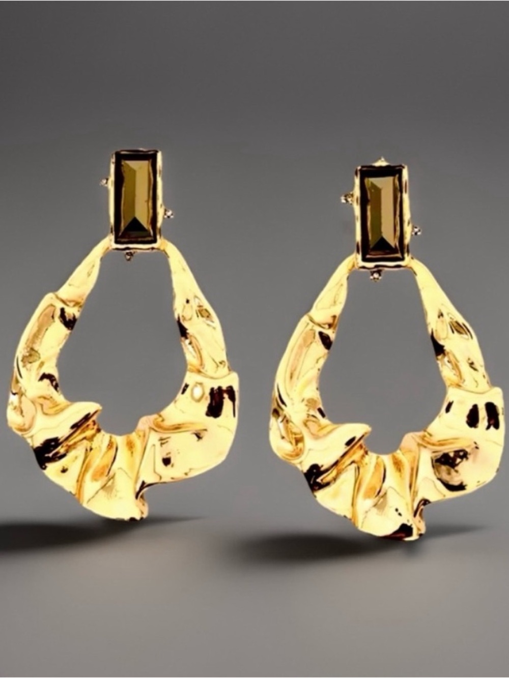 ALEXIS BITTAR • NEW Gold Liquid Molten High Shine Sculpted Hoop Drop Earrings